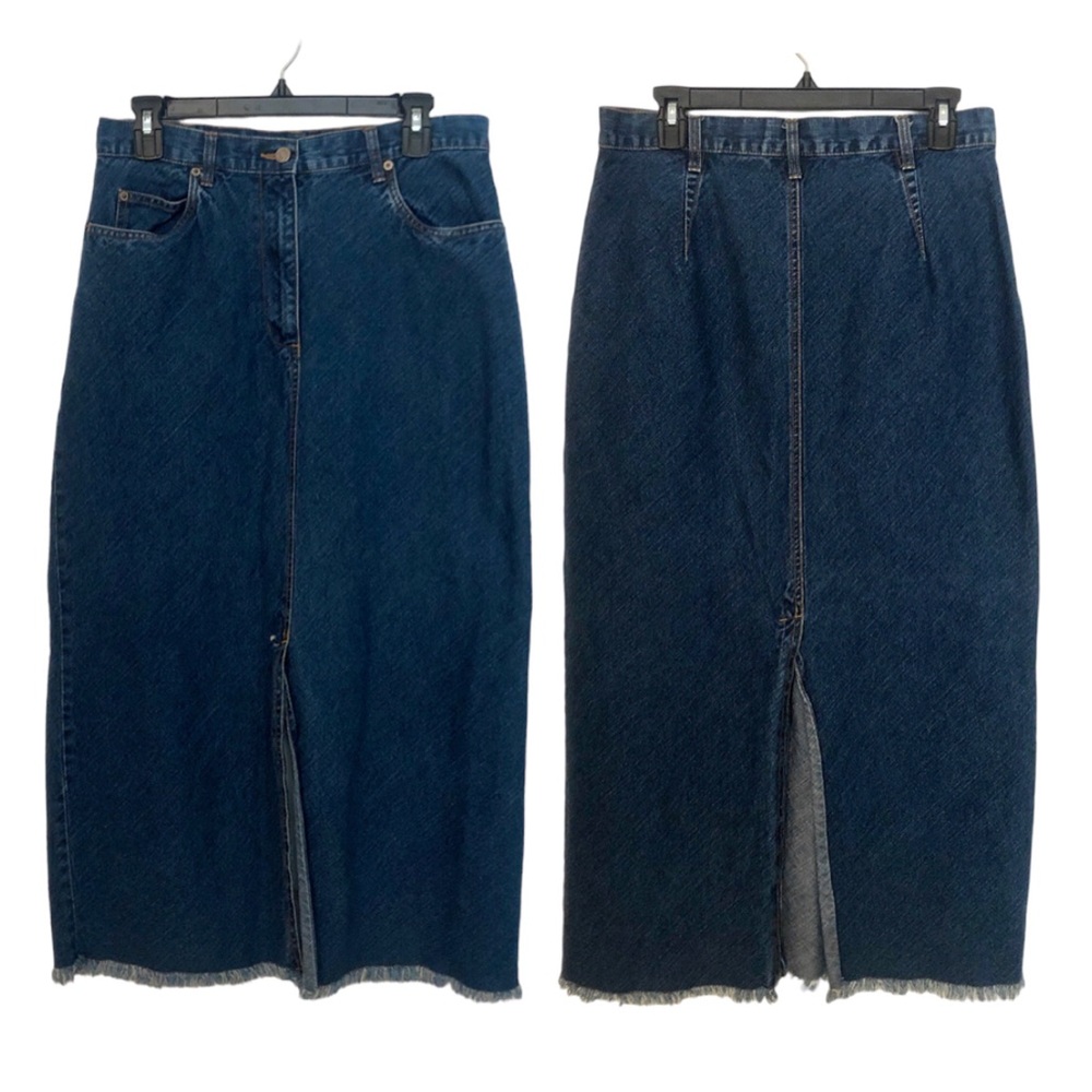 SOLD Bill Blass Dark Blue Denim Maxi Skirt
